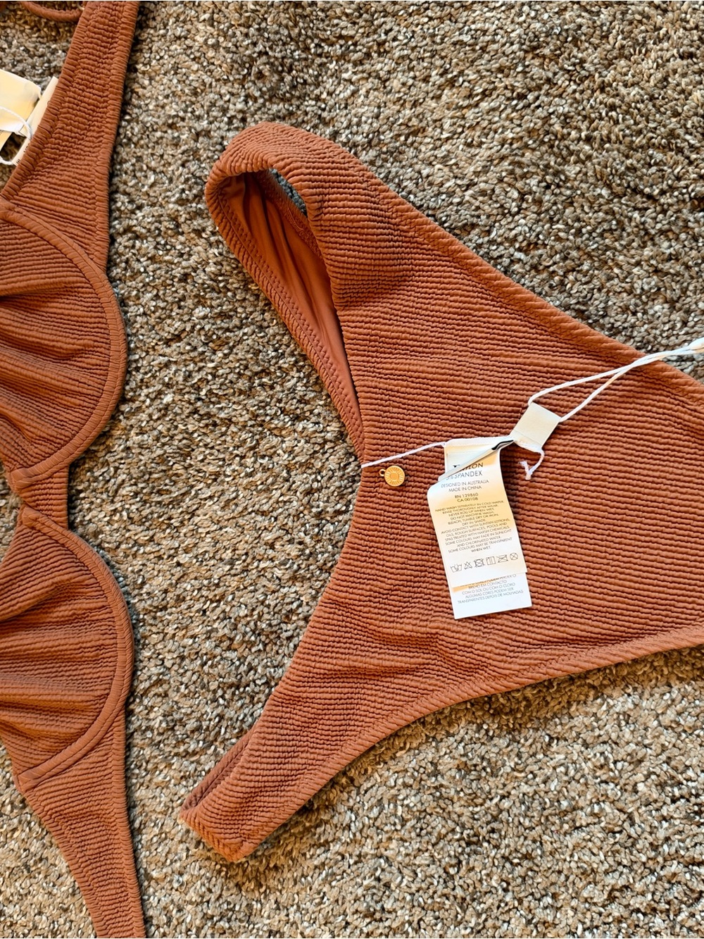 Rhythm. Ribbed Rust Underwire Bikini Set - Rust - Picture 2 of 3